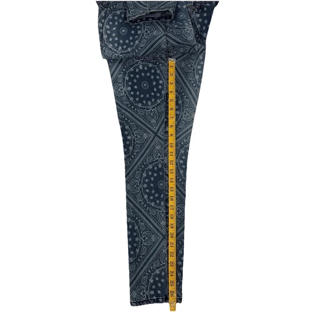 Earl Skinny Ankle‎ Womens Size 10 Blue Jeans Mid Rise Abstract Paisley Sz 31x27